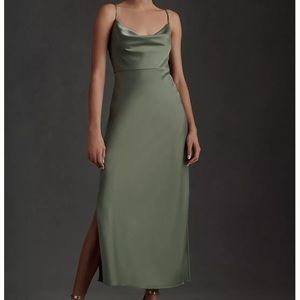 BHLDN by Anthropologie Cali Satin Midi Moss Bridesmaid